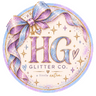 HG Glitter Co. emblem: HG monogram wrapped in a lilac and periwinkle bow